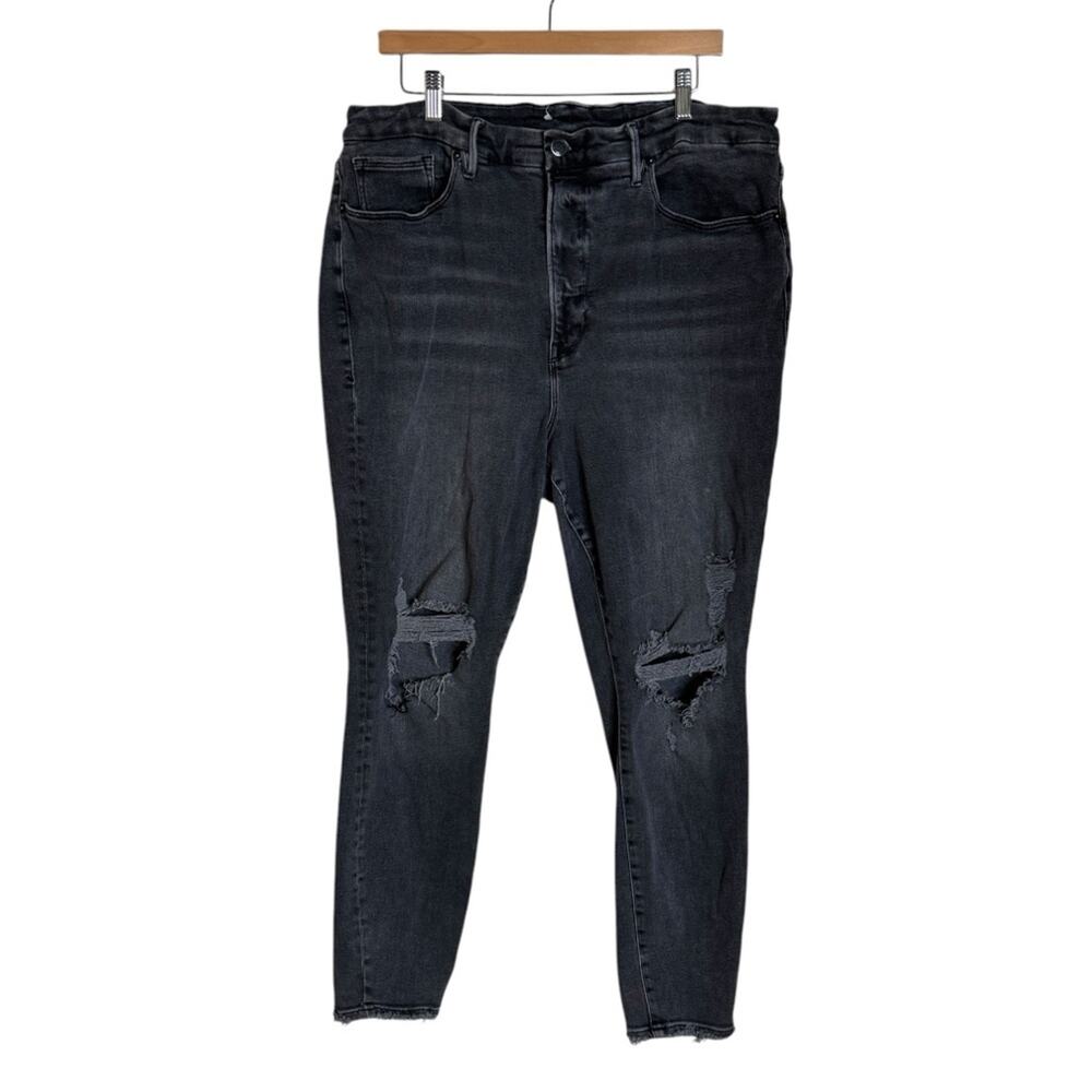 Good American Good Waist Split Pockets Jeans‎ Distressed Denim Pants Women's 16